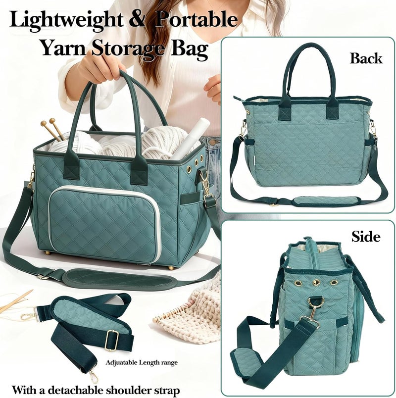 VERONLY Crochet Bag Yarn Storage, Large Knitting Tote with Padded Crochet Hook Organizer, Tote with Multiple Compartments for Crochet Lovers, Knitting Accessories, Mother's Day Gift - Image 5